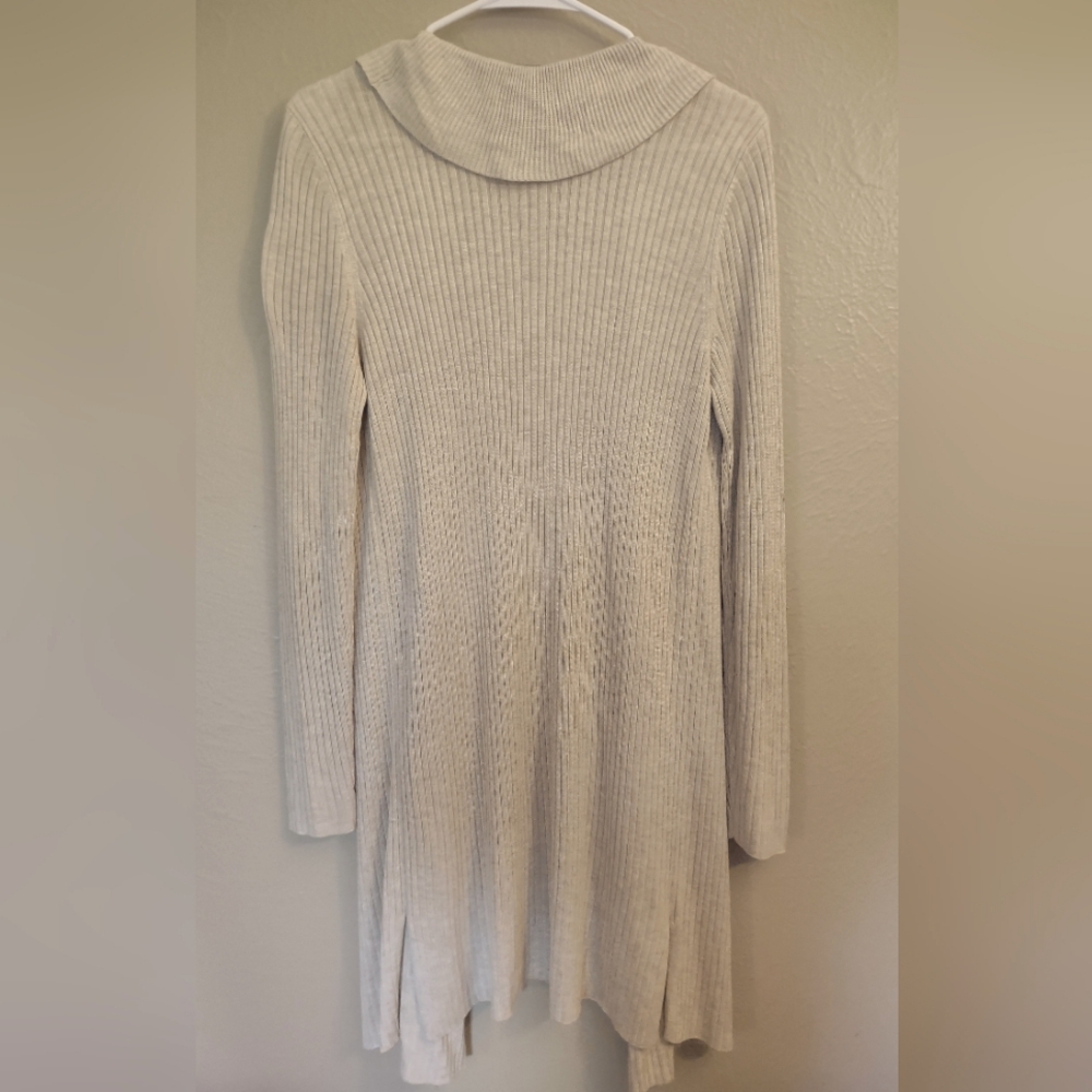 INC International Concepts Ruffle-Trim Ribbed Open Cardigan Sweater Beige - Picture 7 of 10